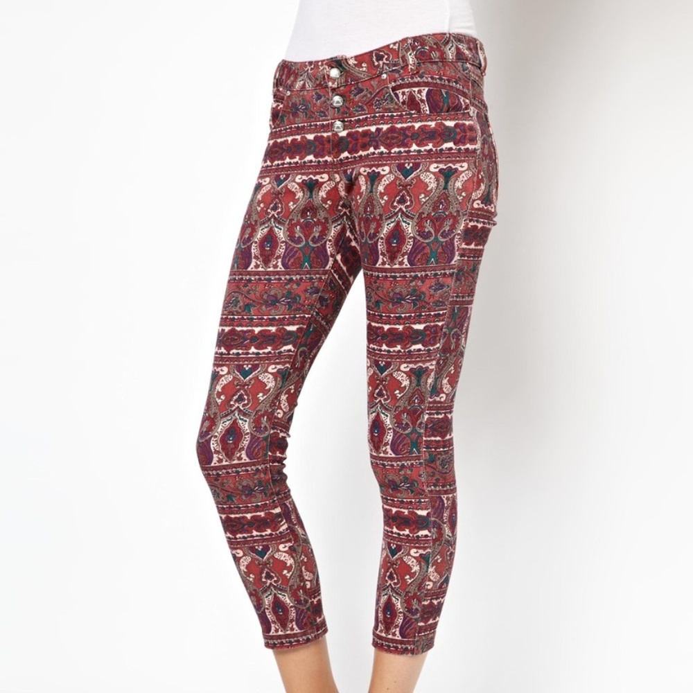 Somedays Lovin Paisley Print Capri Skinny Jeans - Picture 1 of 8
